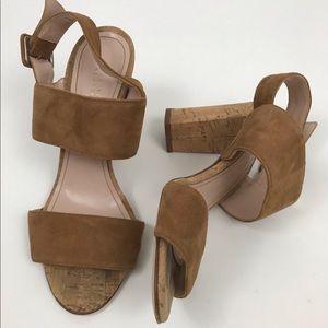Barneys New York Suede Cork Slingback Sandals 36